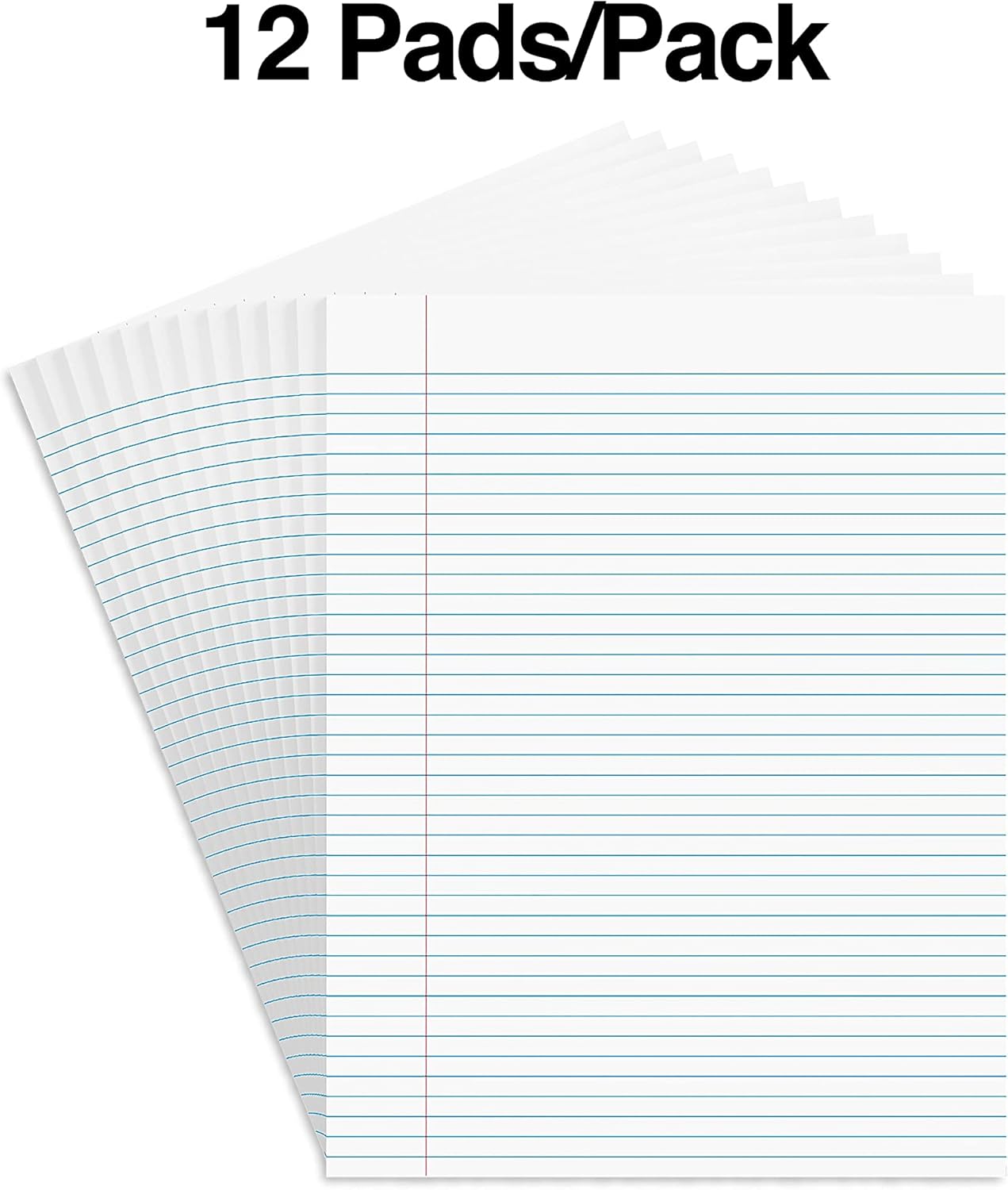STAPLES Notepads, 8.5” x 11”, Narrow Ruled, White, 50 Sheets/Pad, 12‑Pack