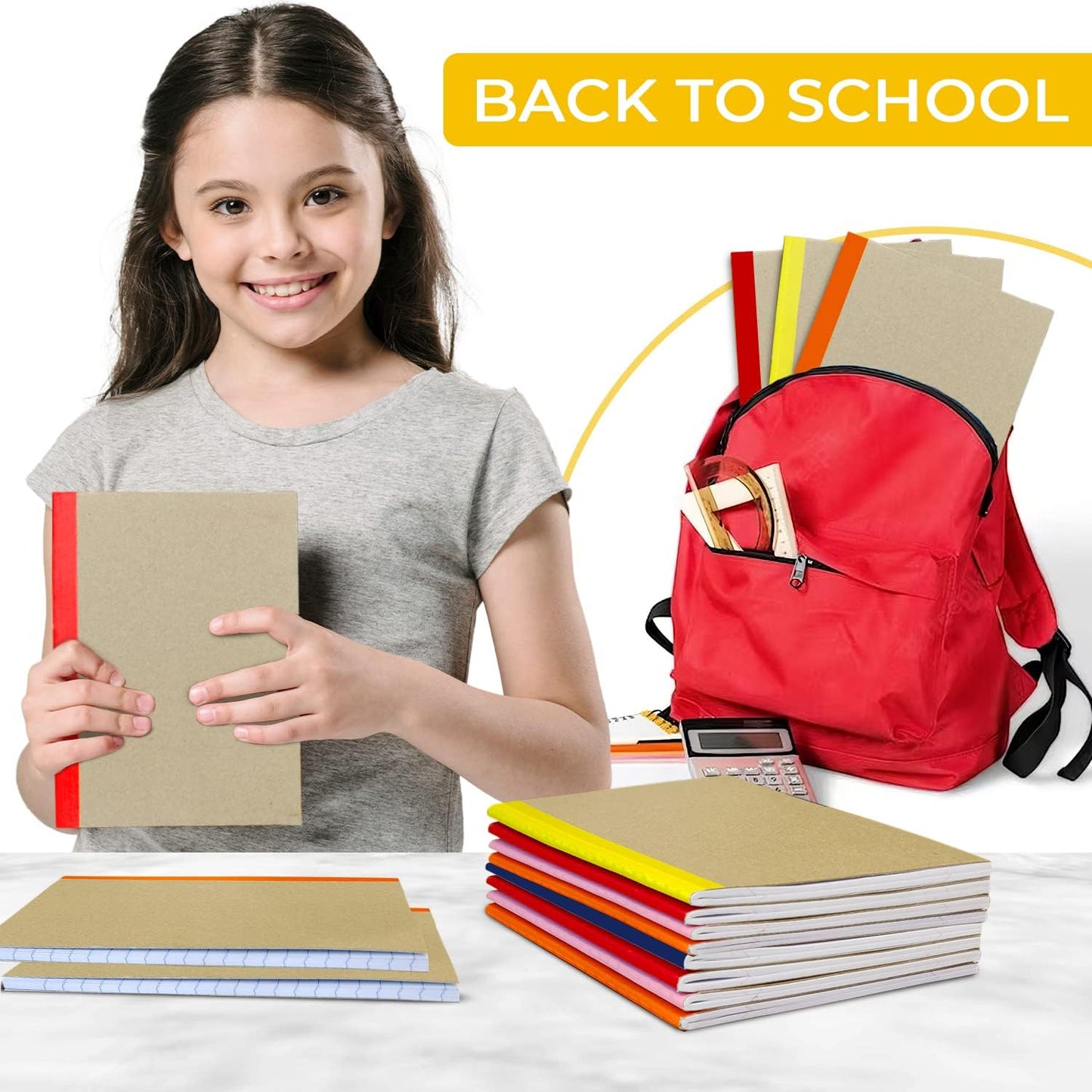 Rosmonde College Ruled Composition Notebooks 5 Pack, 200 Pages (100 Sheets), 9-3/4" x 7-1/2", White & Black Marble Composition Book, Hard Cover, Sturdy Sewn Binding, School, College & Office Supplies