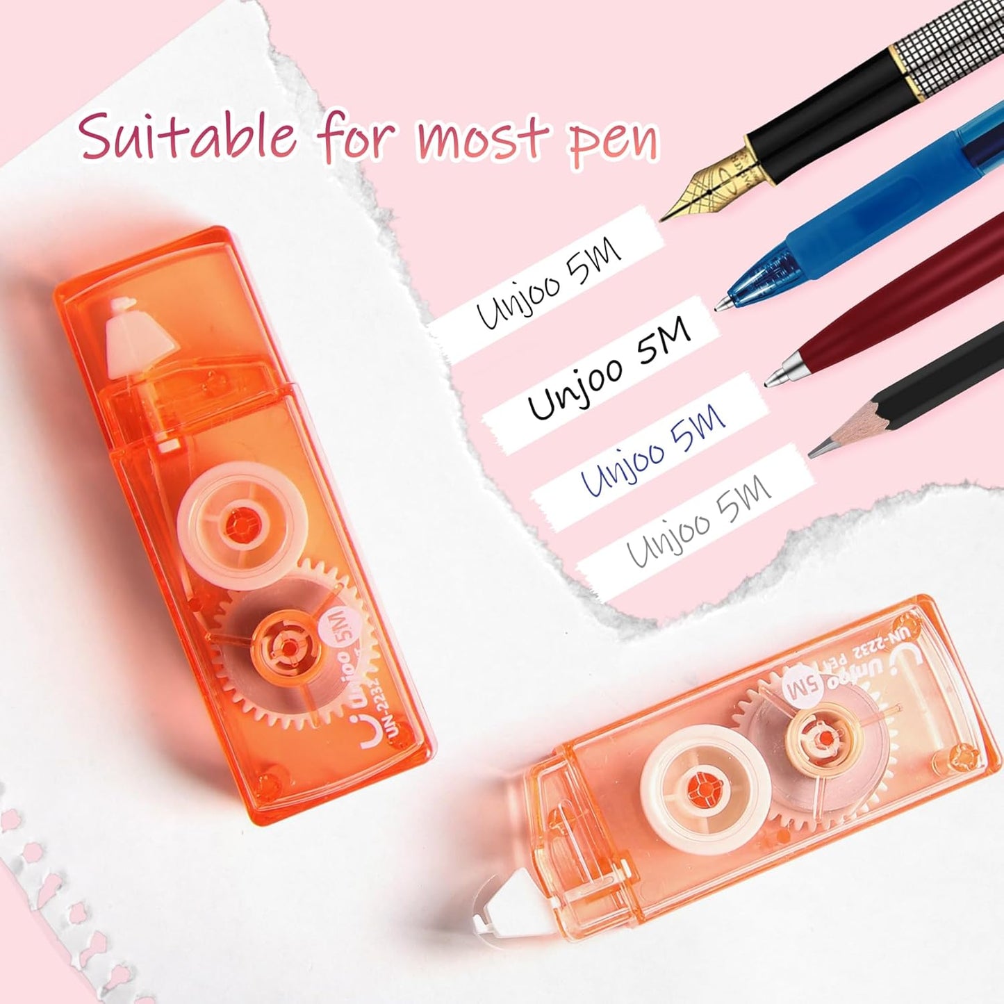 Unjoo White Correction Tape, Easy To Use Cute Applicator for Instant Corrections, For school, Office Workers (Gradient Purple, 5M/196" x 0.2",12pack)