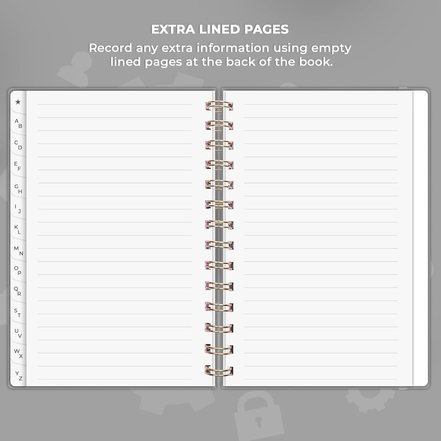Clever Fox Password Book Spiral – Internet Address & Password Organizer with Laminated Alphabetical Tabs – Password Keeper Journal – Hardcover, Medium Size, 6.1x7.7” (Mystic Blue)
