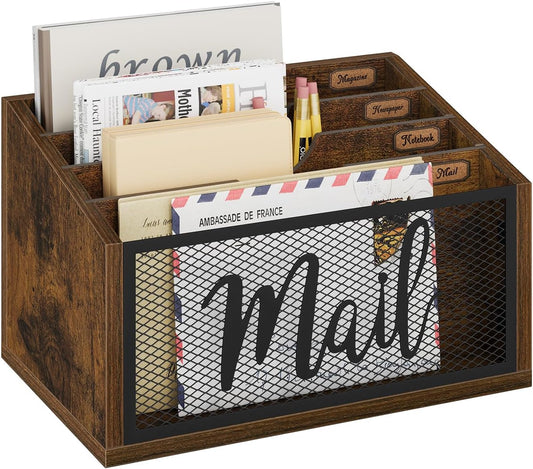 YINMIT Mail Organizer Countertop, Mail Holder, Mail Sorter for Desk, Desktop Mail Basket, Mail Organizer Wall Mounted, Office Desk Organizers and Accessories for File Paper Folder (4-Slot)