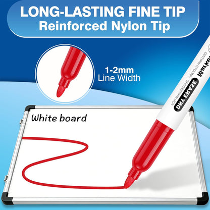 SFAIH Black Dry Erase Markers Fine Tip - 12 Pack Whiteboard Markers Standard Set For Office Teams, Teachers, Classrooms, Training Sessions | Low-Odor