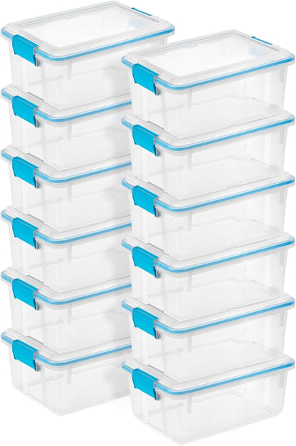 Sterilite 4-Pack Gasket Box, Weather-Resistant Storage Bins with Latching Lids, 32 Quart - Heavy-Duty Organizing Containers for Closet, Bathroom, and Office