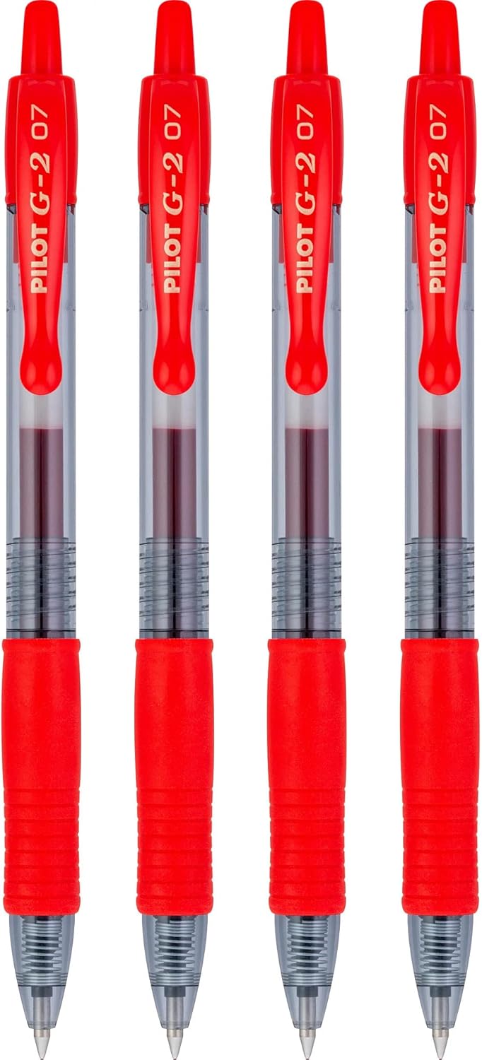 PILOT G2 Premium Refillable and Retractable Rolling Ball Gel Pens, Fine Point, Black Ink, 4-Pack (31057)