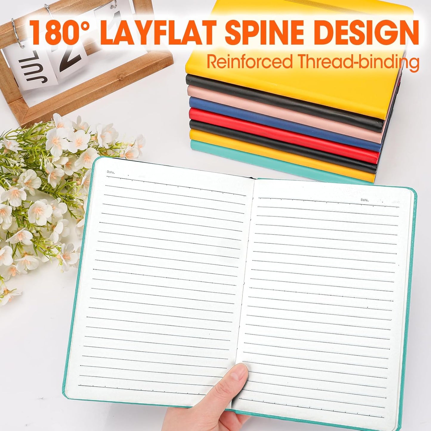 12 Pack Lined Journal Notebook for Work, 200 Pages, Medium 5.5 in x 8.3 in, A5 College Ruled, Hardcover Journaling Notebooks for Writing, Note Taking, Fit for Business Work School Home (Black)