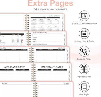 Planner 2026-2027, Weekly and Monthly Academic Year Calendar Planner, July 2026 - June 2027, Daily Agenda Book for Office School Supplies, A5(6.3'' x 8.5'')