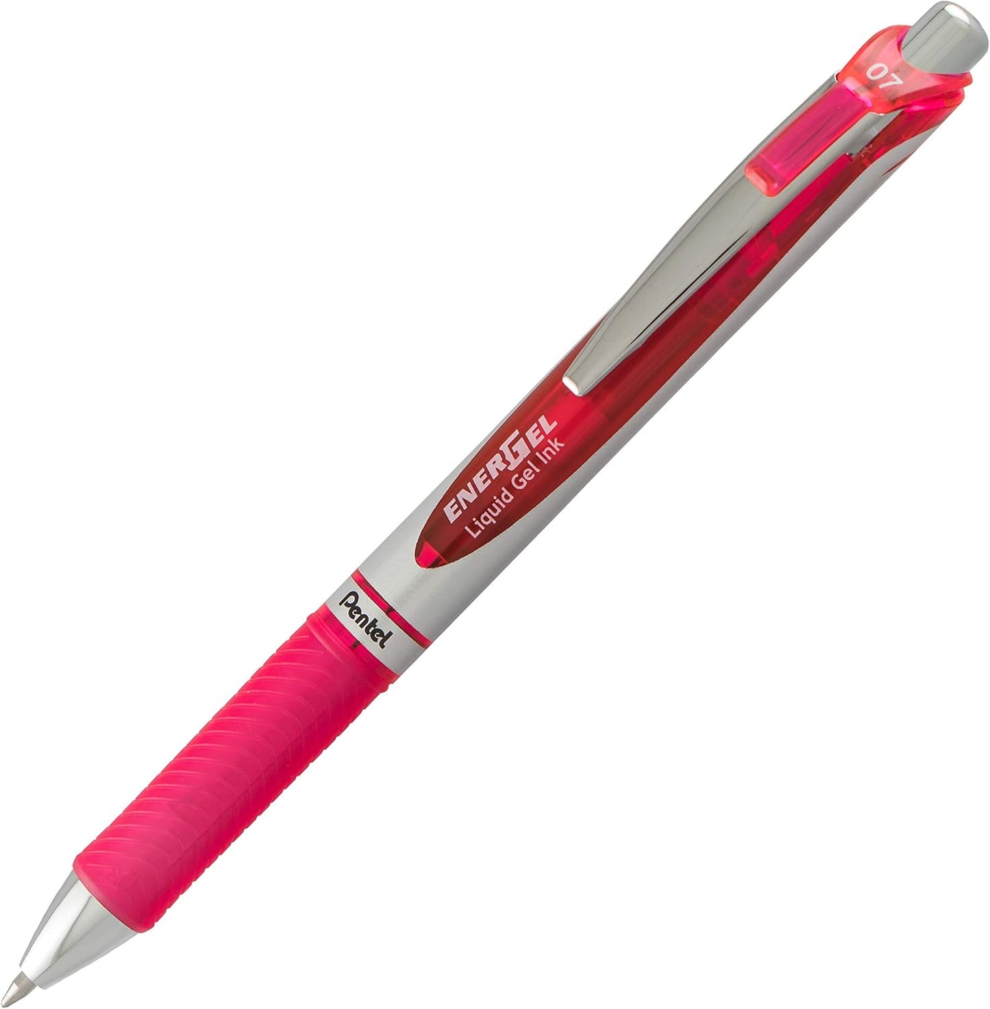 Pentel EnerGel RTX Retractable Liquid Gel Pen, (0.7mm) Medium Line, Metal Tip, Black Ink, Box of 12 (BL77-A)