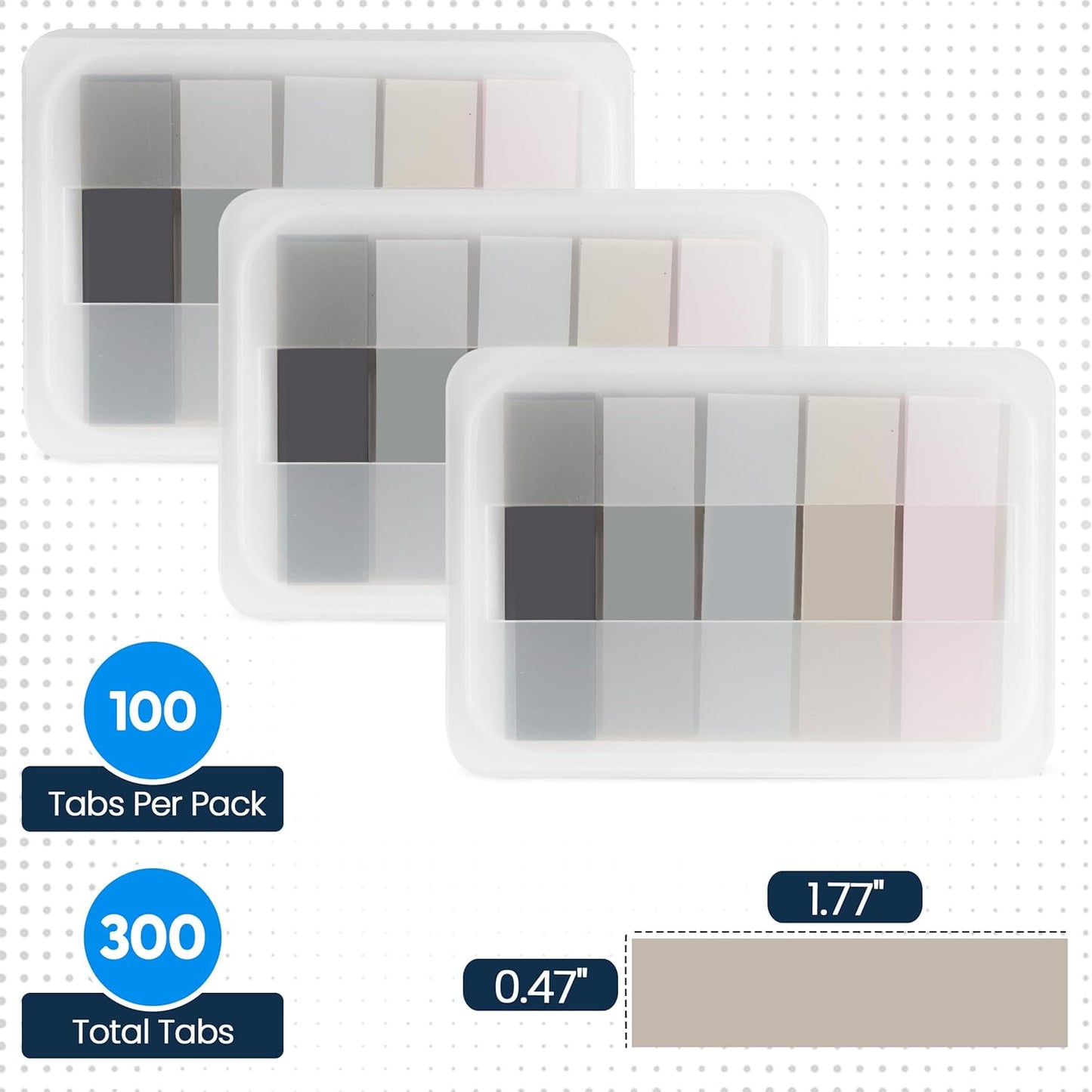Essex Wares - 300 Pieces - Transparent Sticky Notes Tabs with Case - 5 Light Pastel Colors - 3 Cases - 1.8" x 0.4" - 60 Pieces - Pop Up Index Tabs - Book Flags for Annotating - Book Sticky Tabs