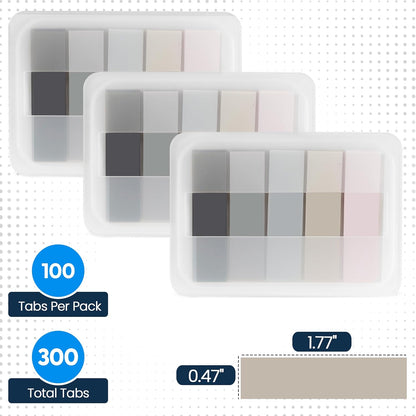Essex Wares - 300 Pieces - Transparent Sticky Notes Tabs with Case - 5 Light Pastel Colors - 3 Cases - 1.8" x 0.4" - 60 Pieces - Pop Up Index Tabs - Book Flags for Annotating - Book Sticky Tabs