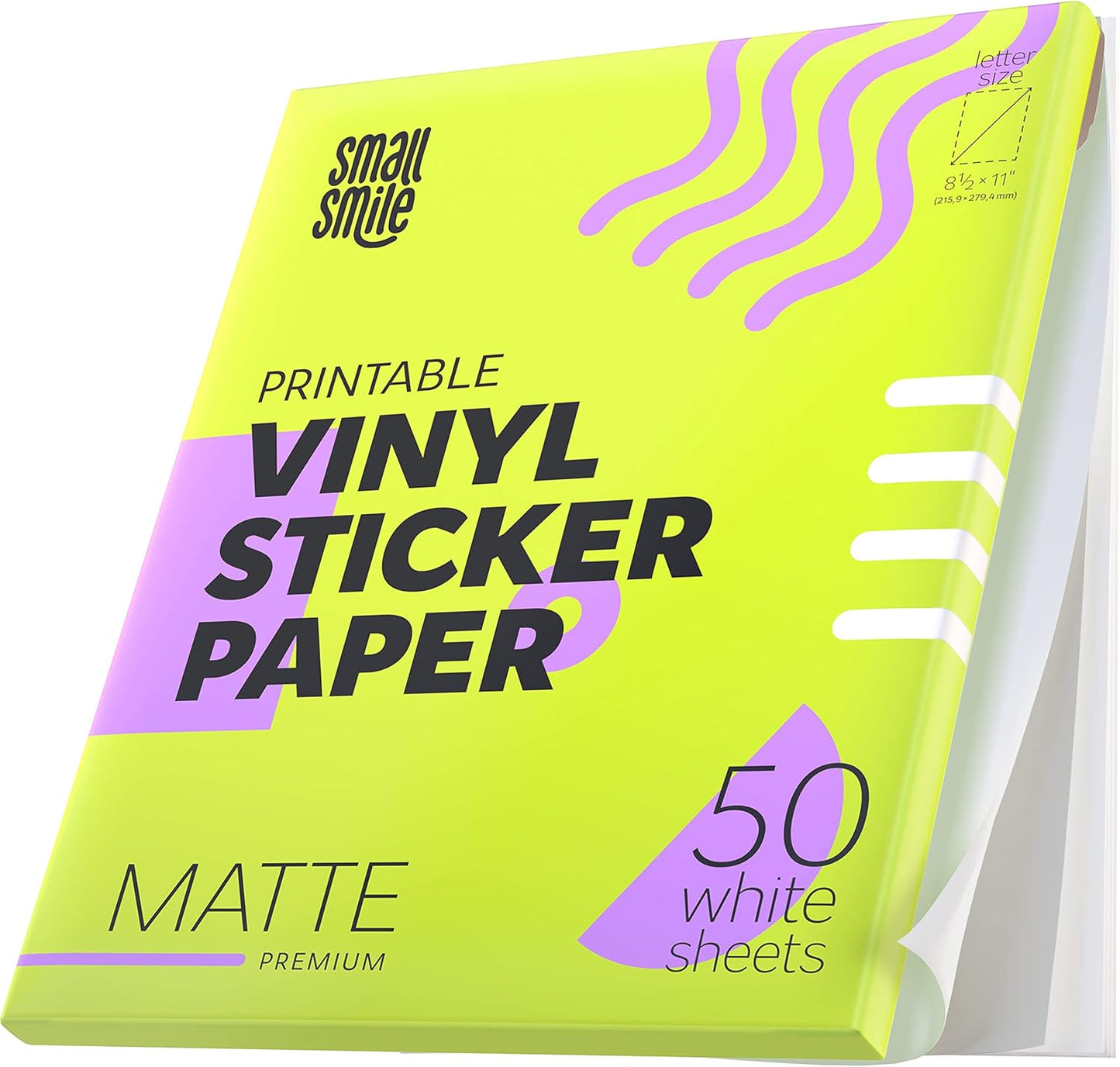 Premium Printable Vinyl Sticker Paper for Inkjet Printer and Laser - 20 White Matte Sticker Paper Waterproof - Durability Adhesive Paper 8.5 x 11, Fast Dry, Holds Ink Well, Great for Cutting Machines