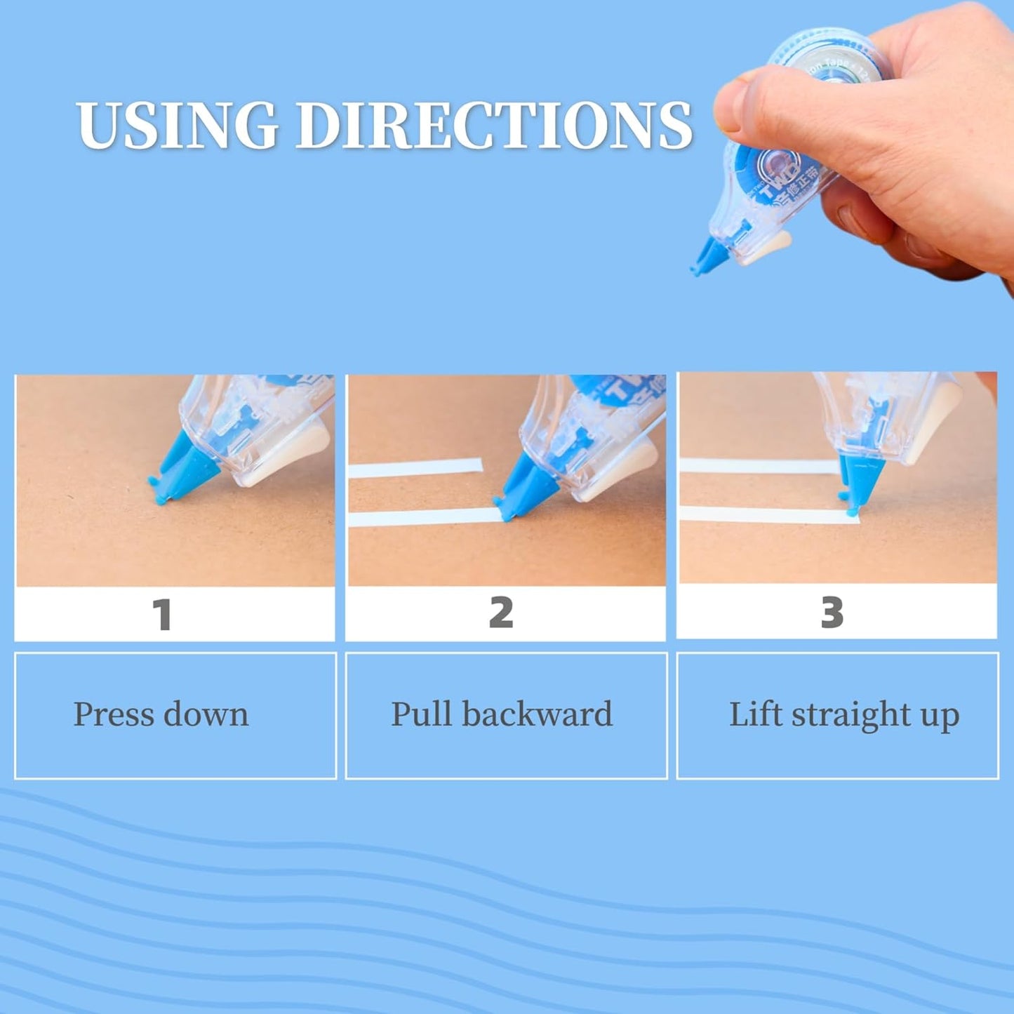39.37 ft Correction Tape, 6PCS, Fast, Clean, Noiseless and Easy-to-Use Correction Tape Bulk Office School Supplies, Blue, Red, Purple