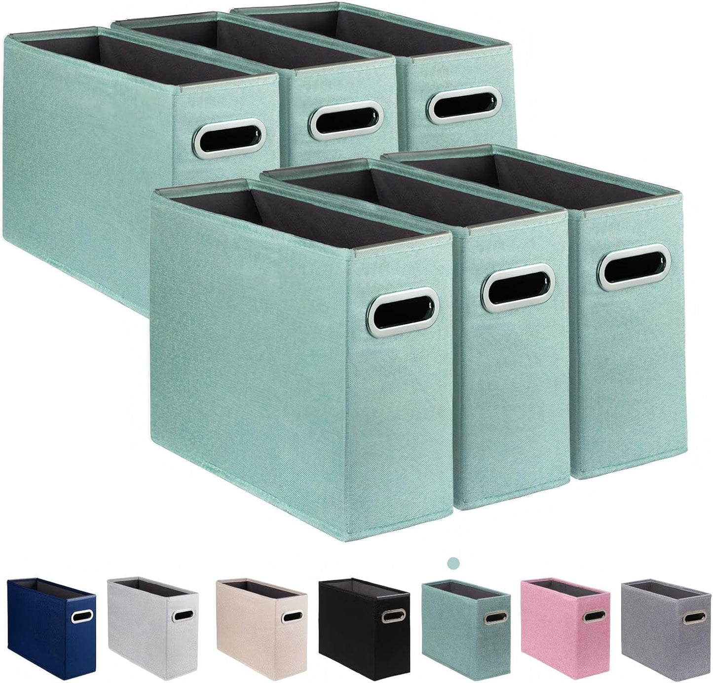 4 Pack Letter Size File Storage Box Collapsible, Fabric Hanging File Folders Organizer, Portable Office Document Holder with Metal Handle, Smooth PVC Rails, Beige