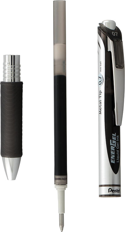Pentel EnerGel RTX Retractable Liquid Gel Pen, (1.0mm), Bold Line, Metal Tip, Black Ink, Pack of 3 (BL80BP3A)