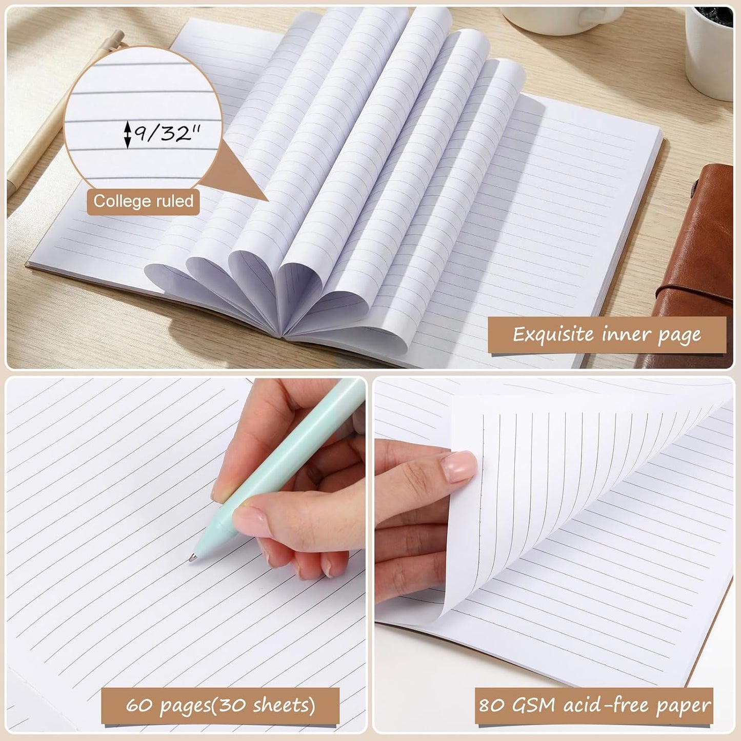 Harloon A5 Composition Notebook Journals 8 x 5.75 in College Ruled Kraft Notebooks with Rainbow Spines Small Lined Composition Book for Office Home(Bright Color,24 Pcs)
