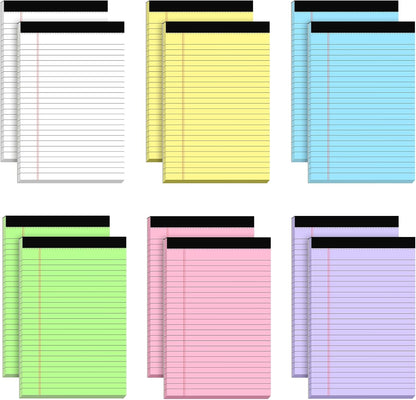 5pcs Small Note Pads 5x8 Notebook College Ruled Legal Pads Color Notepads 5 Pack Study Back Writing Pads 5 x 8 Perforated Narrow Ruled Pads of Paper for School & Office Supplies 30 Sheets/Pack