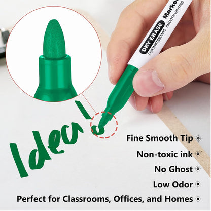 SFAIH Fine Tip Dry Erase Markers - 24 Pack Black Whiteboard Erasable Markers Bulk for Kids Adults, Ideal for Classroom School Office Home Use on White Board, Non-Toxic Easy Clean