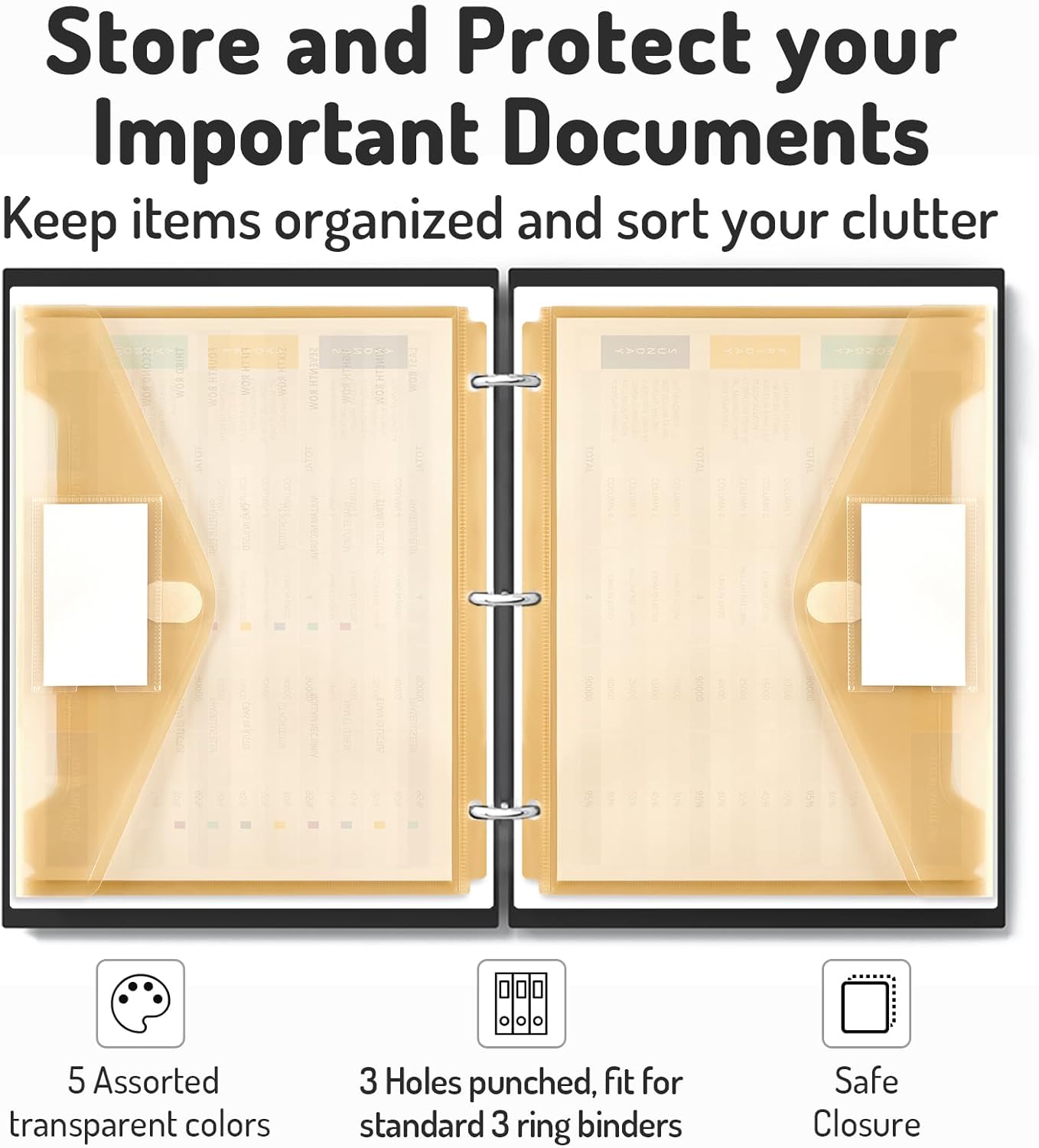 Forvencer Binder Pocket, 10 Pack Super Heavyweight Plastic Folders with Tight Closure, Binder Folders Side Loading, 3 Ring Binder Pocket, Binder Dividers with Pockets, Letter Size, Pastels Series