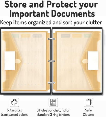 Forvencer Binder Pocket, 10 Pack Super Heavyweight Plastic Folders with Tight Closure, Binder Folders Side Loading, 3 Ring Binder Pocket, Binder Dividers with Pockets, Letter Size, Pastels Series