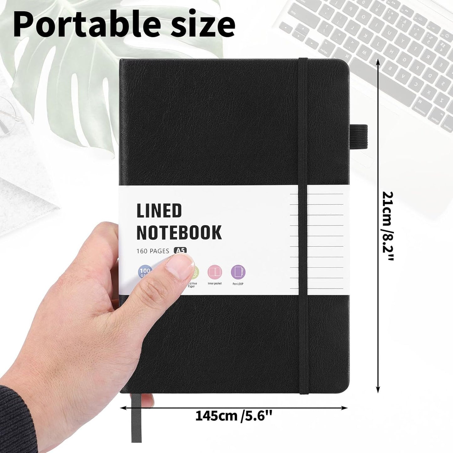 Thboxes 80 Sheets Lined Journal Notebook, 5.7" X 8.3" Hardcover Executive Notebook for Student Worker Women Men, Notepads Journals for Writing Travel & Organization, Nurses Week Gifts, Pink