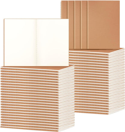 24 Pack A5 Ruled Lined Kraft Notebooks Bulk, Journaling Notebooks, A5 Lined College Ruled Notebook, 8.3x5.5 Inches 60 Pages Travel Journal Notebooks Set for Work, School, Student, Kids, Writing