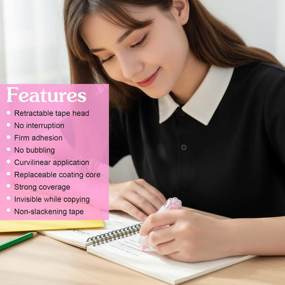 Ptwola 3 Pcs Retractable White Correction Tape Cat Paw Shape Aesthetic Pen Cute Smooth Correction Tape Mini Pen Supplies for Back to Teacher Office Accessories Easy to Use