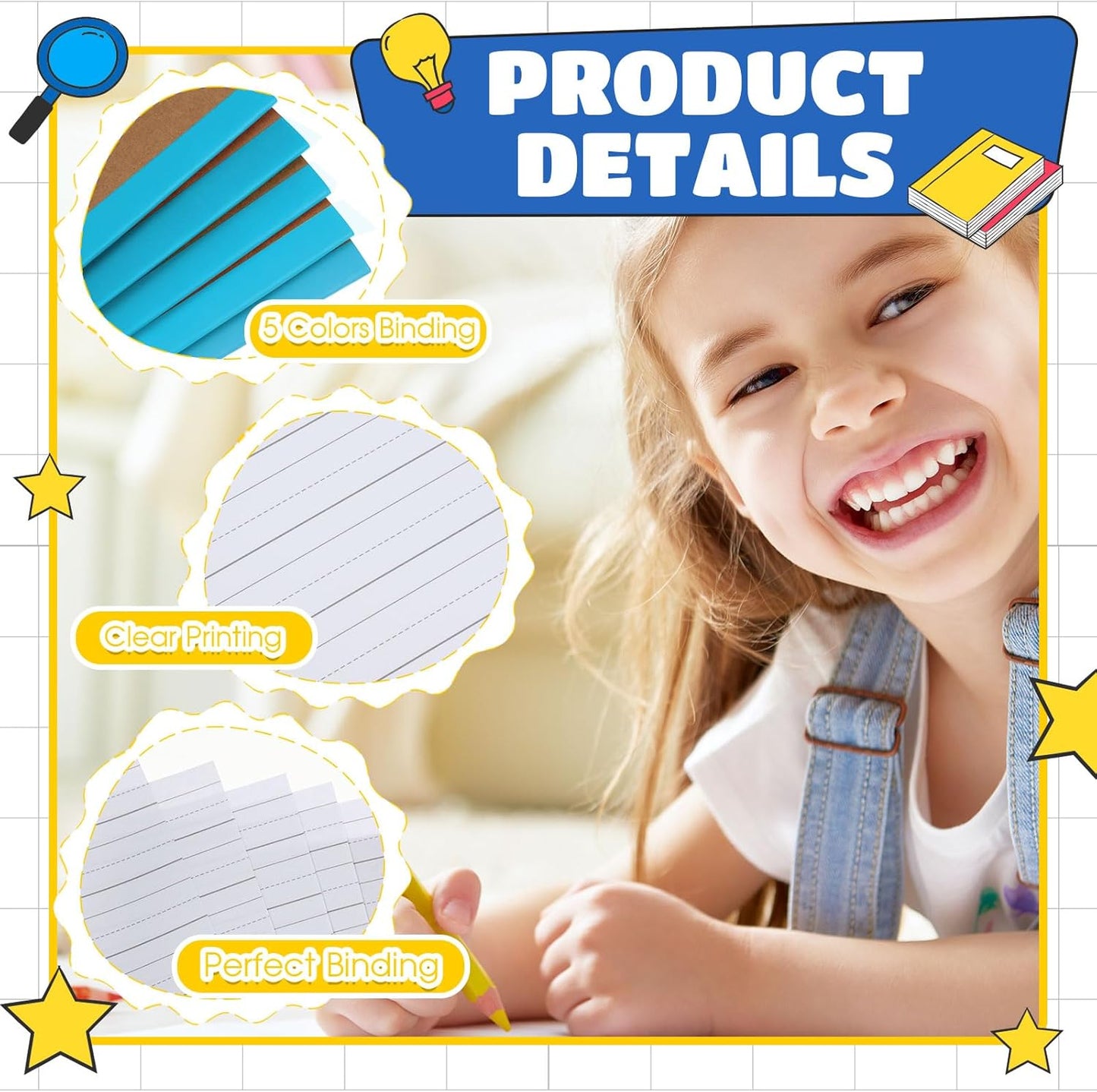Henoyso 60 Pack Primary Composition Notebook, 9-3/4" x 7-1/2", Kids Primary Journal, K-2 Writing Notebook for Kids Student Draw Write Story Journal Half Blank Books(Macaron Color)