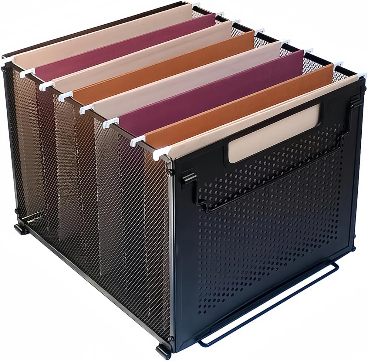 SETTFRFE Letter Size Metal Mesh Hanging File Folder Organizer Crate Basket, Black