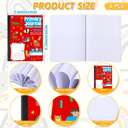 Fulmoon 24 Pcs Primary Composition Notebook K-2 with Picture Space Primary Journal Grades K-2 Draw and Write Journal Composition Book for Preschool Classroom, 80 Sheet (Blue)