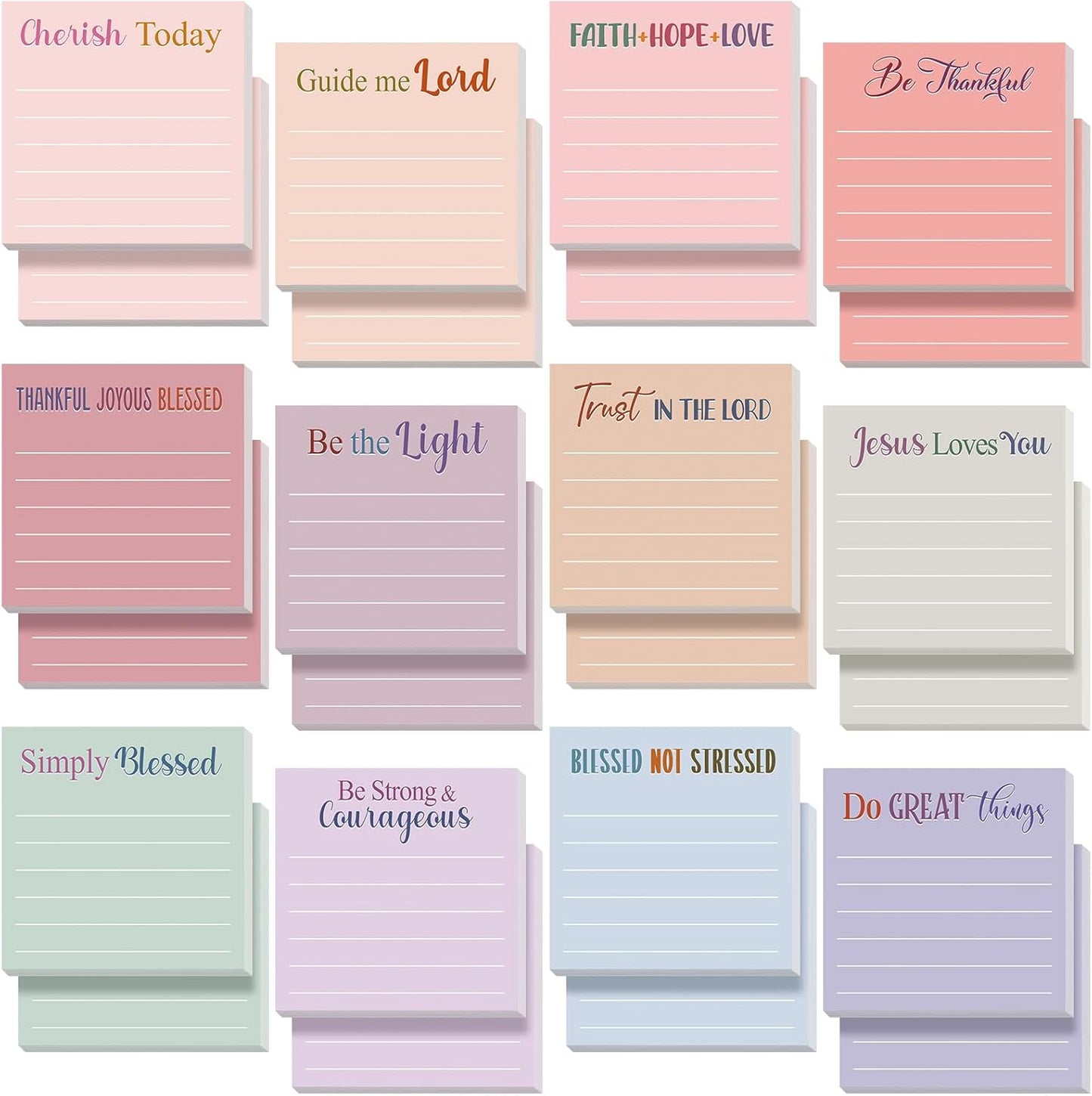 Yinder 48 Pcs Inspirational Sticky Notes Cute Motivational Sticky Notes Pad End of Year Employee Appreciation Gifts Bulk for Teacher Nurse Coworkers Office Supplies 3 x 3'' (Thank You,Dark Color)