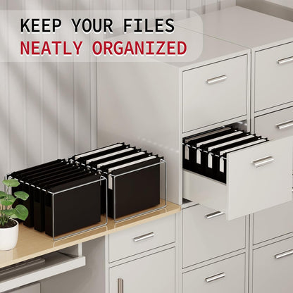 Uquelic Plastic Hanging File Folders Letter Size, 12 Pack Reinforced Heavy Duty Hang Folder with Movable Bright Dividers, Adjustable Tabs, 2" File Organizer for Filing Cabinet, School, Office