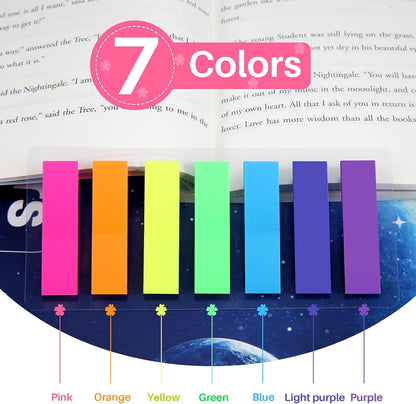 moinkerin 980 Pcs Sticky Notes Flags, 7 Color Index Tabs Index Flag Bright Colors Page Index Stickers Translucent Page Makers for Page Bookmarks