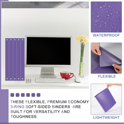 Fulmoon 12 Pcs Economy View 3 Ring Plastic Binder 12.2 x 9.8 Inch Plastic Round Ring Binders with Pockets Notebinder for Meetings for Home, Office, School(White, 1/2 Inch)