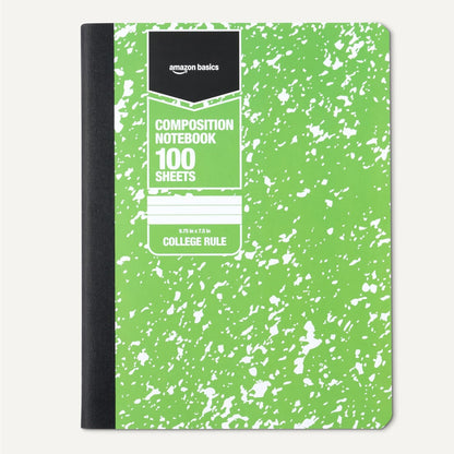Amazon Basics Composition Notebook, College Ruled, 100 Sheets, 9.75" x 7.5", Assorted Marble Colors, 12-Pack