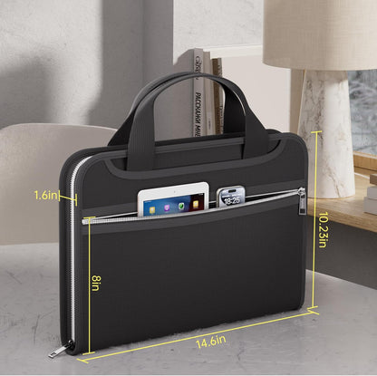 Tamfile Fireproof Accordion File Organizer with Handle, 13 Pocket Transparent Expanding File Folder with Zipper & Labels, File Folder with Multi-Pockets Paper Organizer Folder for Letter A4 Files