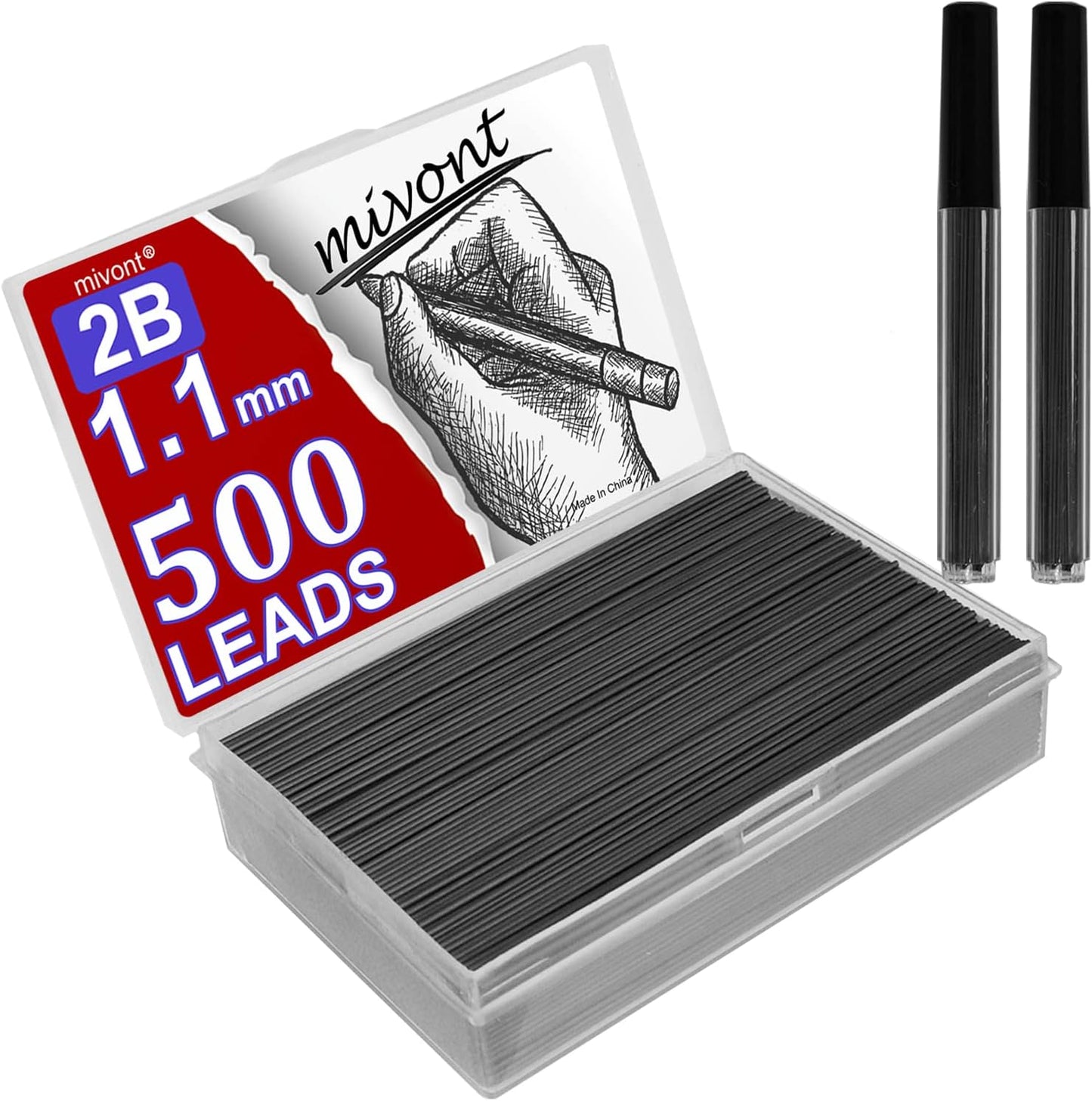 500 Pieces 1.1mm 2B Lead Refills Graphite Mechanical Pencil Lead Break-Resistant for Smooth Writing & Drawing, Compatible with 1.1mm Mechanical Pencils