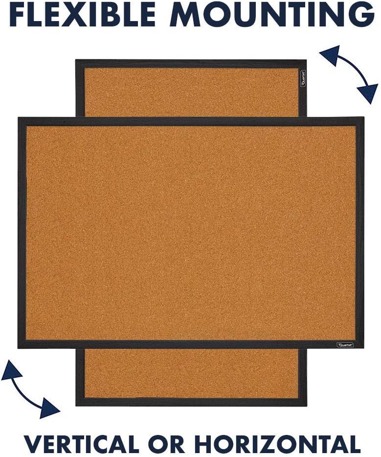 Quartet Cork Bulletin Board, Framed Corkboard, 2' x 3', Black Frame, Message Board, Vision Board (MWDB2436-BK)