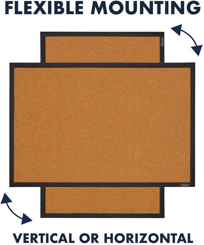 Quartet Cork Bulletin Board, Framed Corkboard, 2' x 3', Black Frame, Message Board, Vision Board (MWDB2436-BK)
