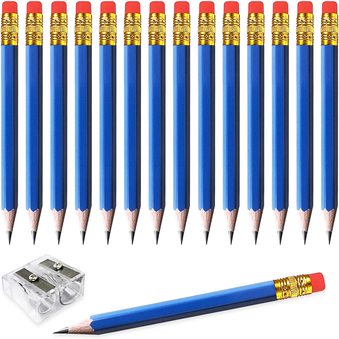 Adhere 25pcs Golf Pencils with Eraser Pre sharpened Hexagon half Wooden Pencils Graphite 2B for Golf Event Scoring,Classroom,Wedding,Company Meetings,Pew, Pocket (Nature)