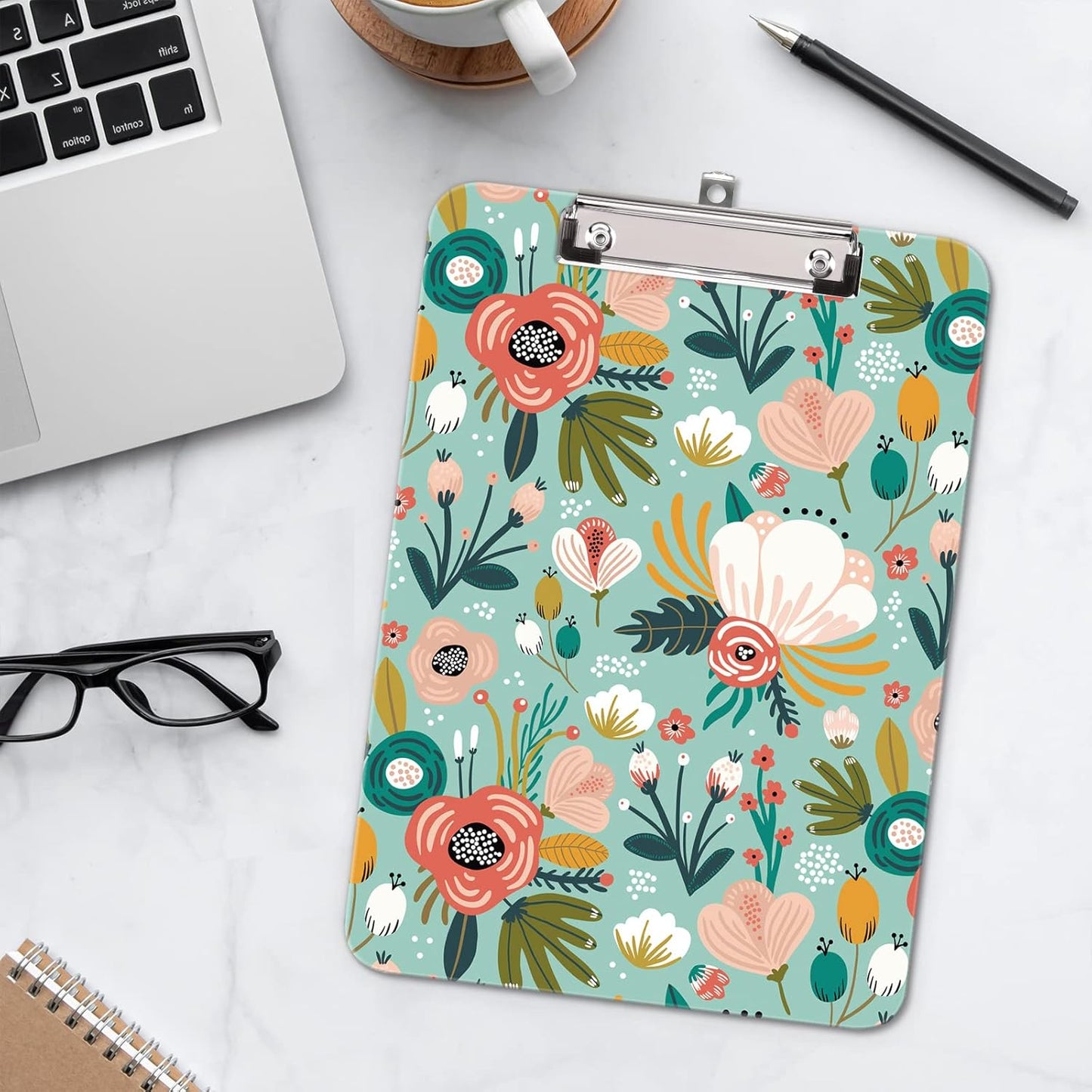 Hongri Plastic Cute Clipboard, Letter Size for Students, Teacher, Woman and Kids, Low Profile Clip, Decorative Pattern, Size 9 x 12.5 in, Dream Marble