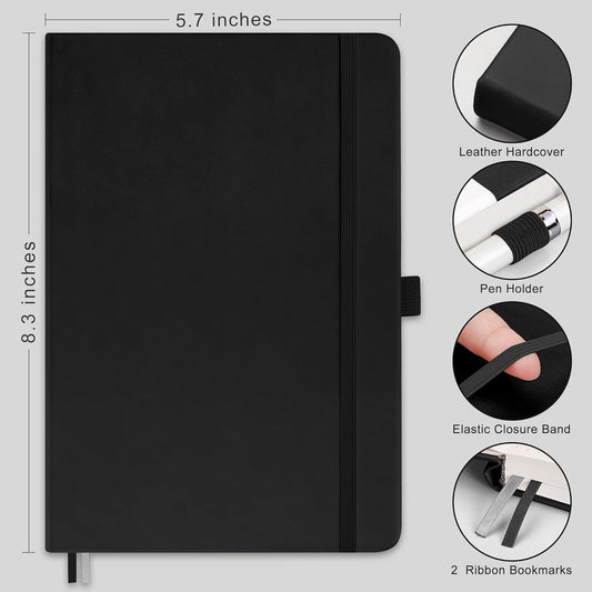 RETTACY Graph Grid Paper Notebook, 192 Pages, A5 Medium Size (5.7'' x 8.3''), 5 Squares per Inch, Leather Hardcover, 100 GSM Thick Paper, for School, Students, Math, Engineering (Brown)