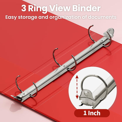 SUNEE 3 Ring Binder 3 Inch 1 Pack, Clear View Binder Three Ring PVC-Free (Fit 8.5x11 Inches) for School or Office Supplies, Pink