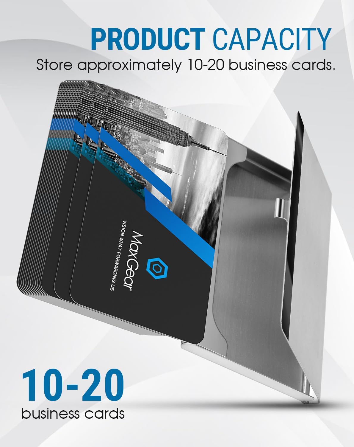 MaxGear Metal Business Card Holder for Men & Women, Professional Stainless Steel Card Case for Business Cards, Slim Purse Name Card Holders with Interior Lining, Buckle Style Shut, Black