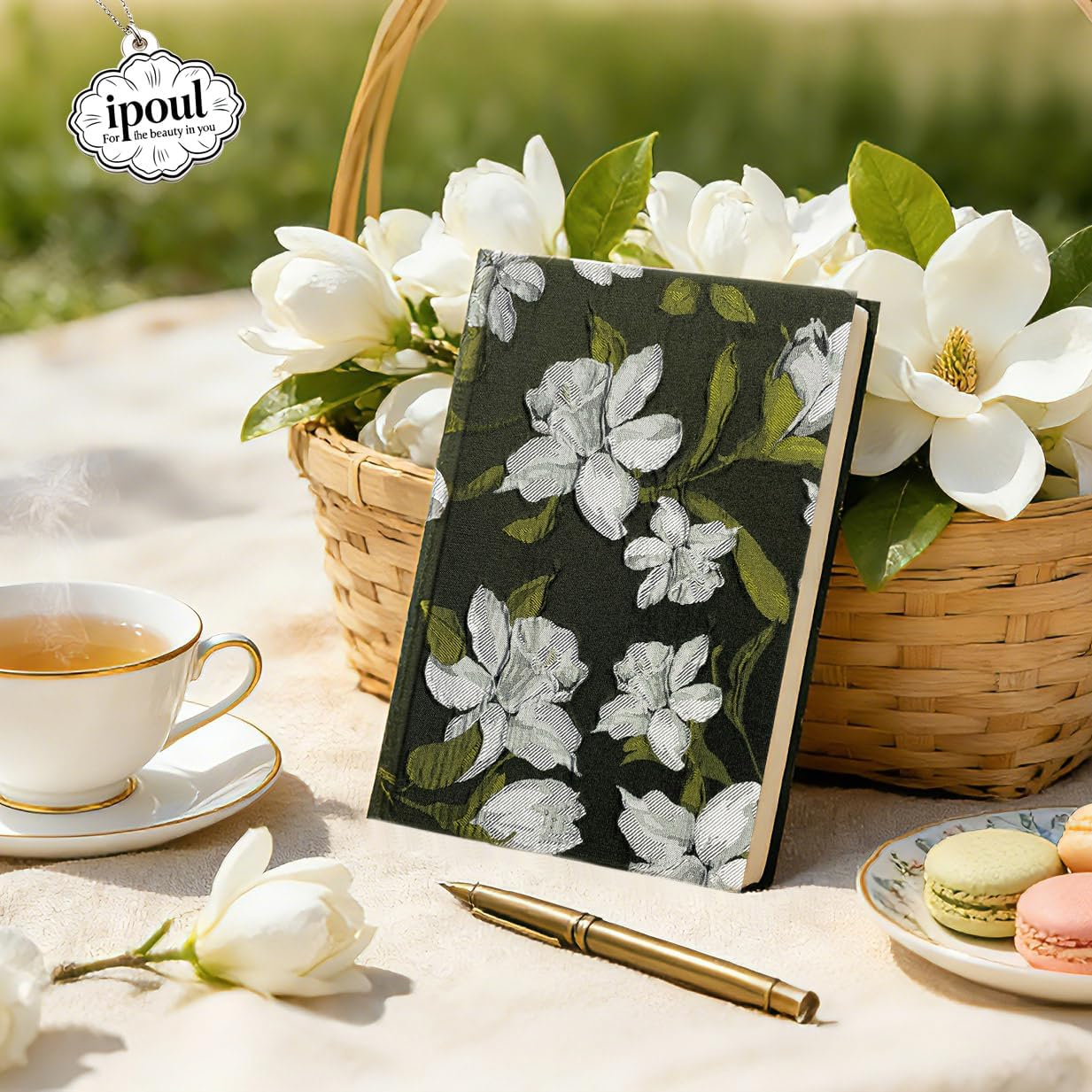 ipoul Flower Notebook, A5, 6x8, Hardcover, Lay Flat, Lined Paper, Journal for Women, Writing Notebook, Pretty, Hibiscus, Pink, Birthday Gifts for Women, Wedding Shower Gifts, Mothers Day Gift