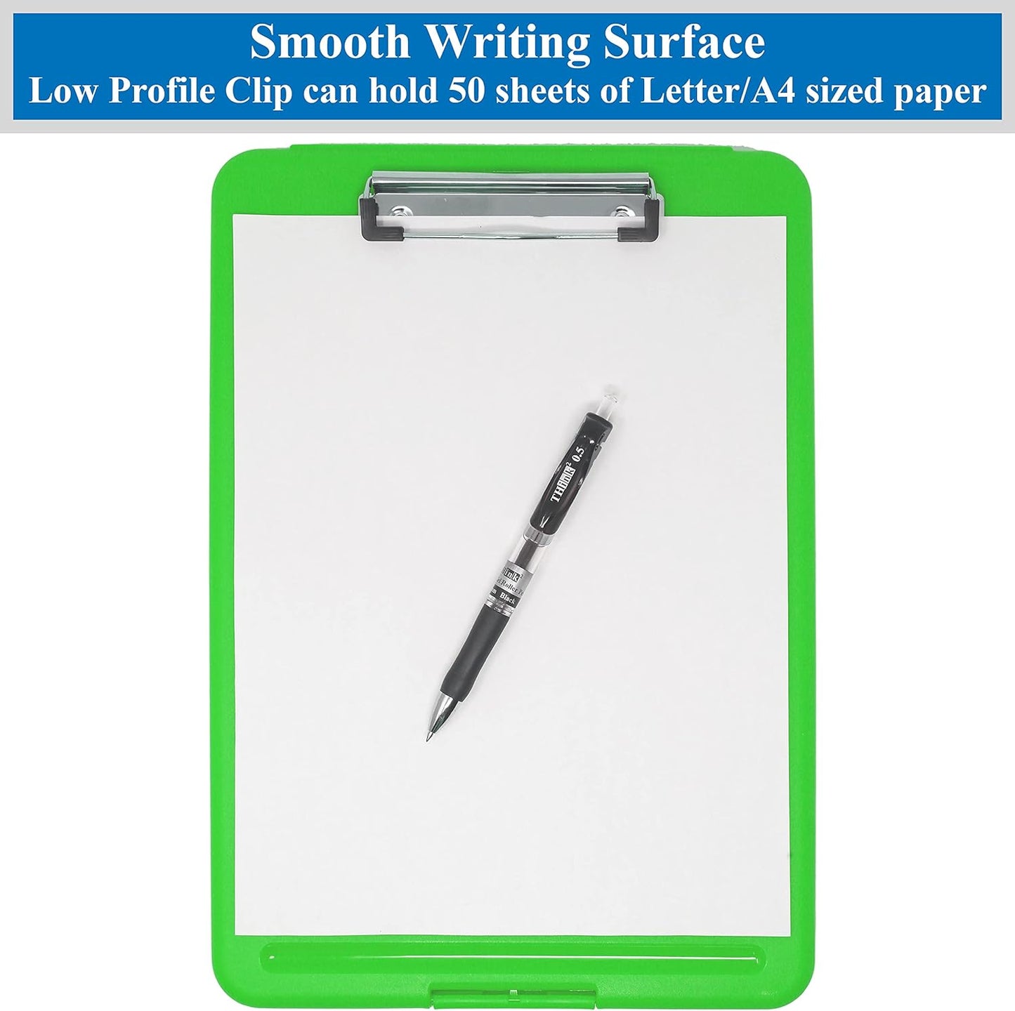 Think2Master Black Plastic Storage Clipboard. | 25% Heavier & 25% Sturdier| Heavy Duty and Won’t Flex or Bend Like Other Brands (Compare The Weight). Storage Compartment Holds 150 Letter Sized Paper.
