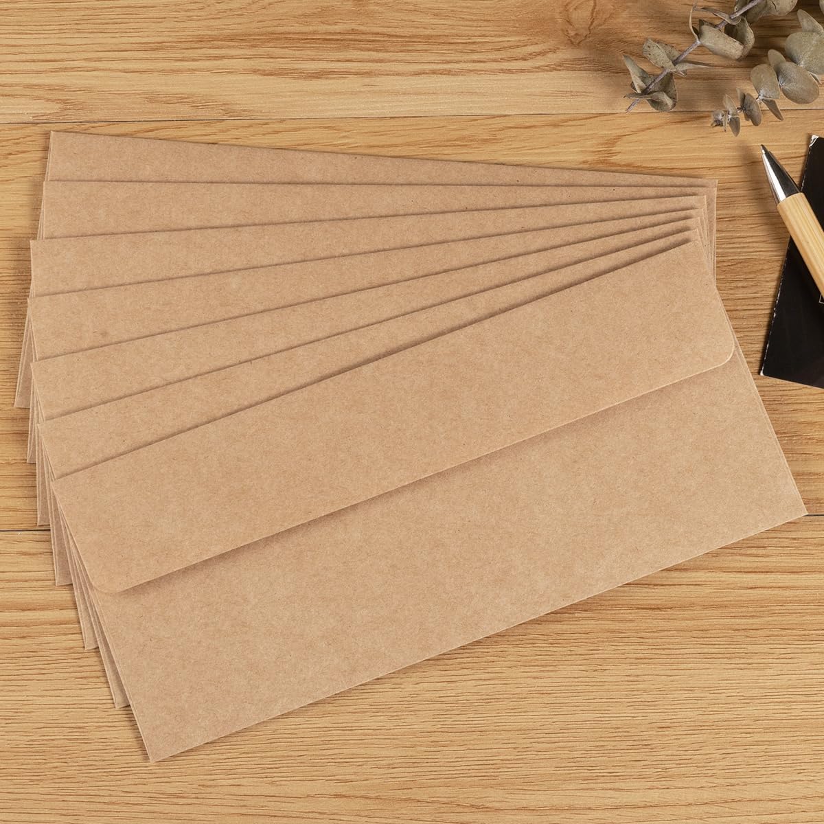100 Pack Colorful #10 Business Envelopes Self Seal Standard Envelopes for Office Checks, Business, Letter Mailing Invoices, 4.13 x 9.49 Inches (Brown)