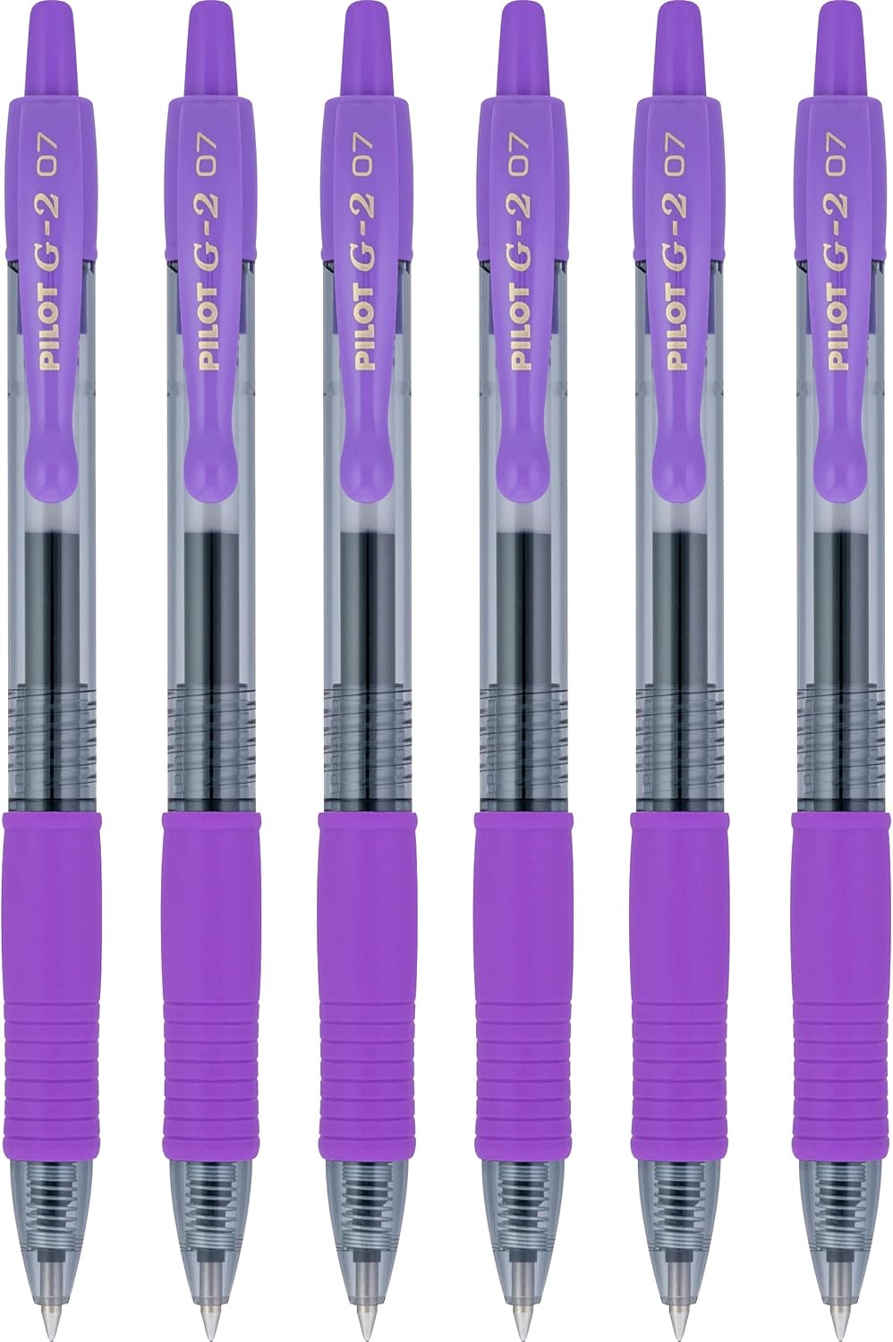 Pilot G2 Retractable Rollerball Gel Pens, Fine Point, 0.7mm, Purple Ink, 6 Count