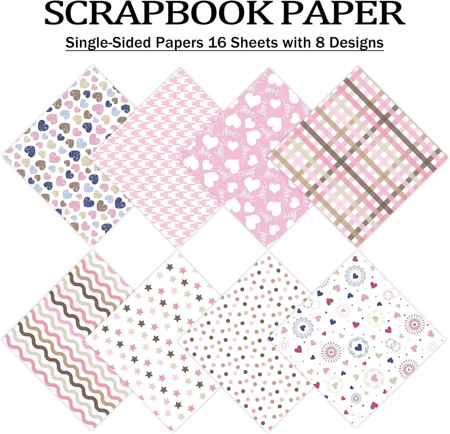 PRSTINCOL Scrapbook Paper,16 Sheets 4.1x5.8 Inch Vintage Stripe Style Scrapbook Supplies,Single-Sided Vivid Origami Decoupage Paper for DIY Crafts, Card Making, Art Journaling