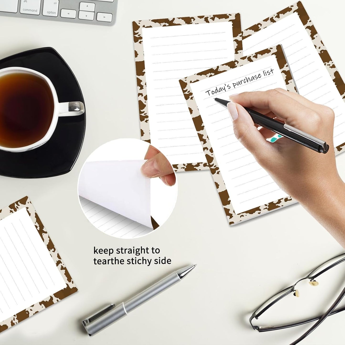 2 Pack Sticky Notes 4x6 in, Funny Large Notepads with Lines, Cute Self-Stick Memo Note Pads for Office, Home, Meeting Luxury Boho Flowers
