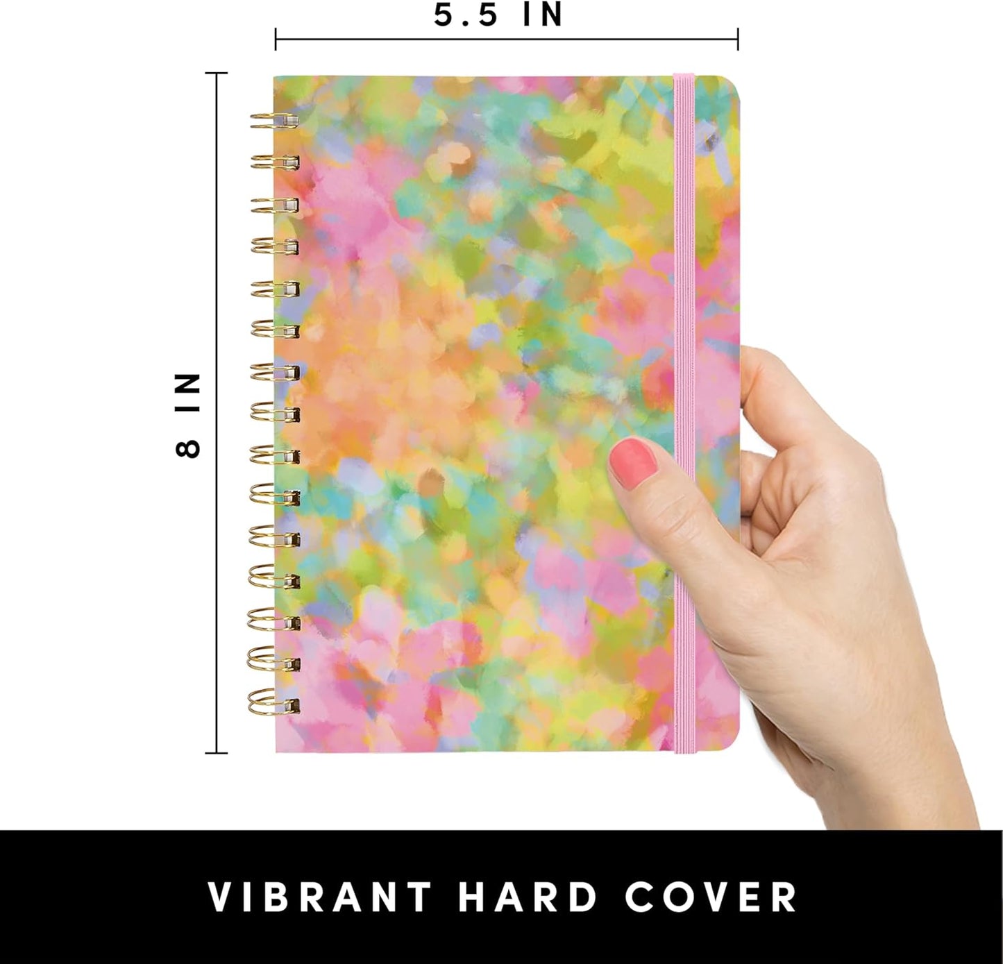 PAPERAGE Lined Spiral Journal Notebook, (Black), 160 Pages, Hardcover Journal for Women & Men, Medium 5.5 in x 8 in - 100 GSM, Thick Paper, Spiral Notebook for Work, School & Journaling