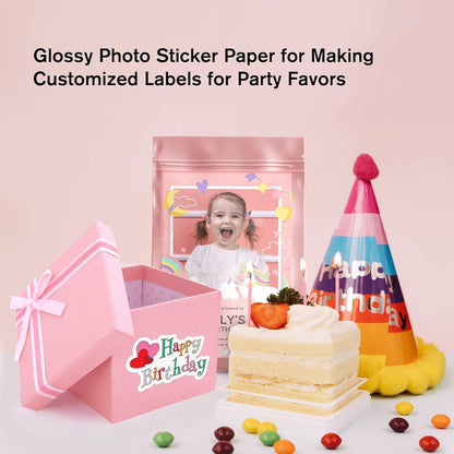 Koala Printable Glossy Sticker Paper for Inkjet Printer, White, 8.5x11 Inch Self-Adhesive Photo Sticker Printer Paper, (120 Sheets)